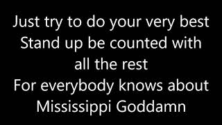 Nina Simone Mississippi Goddamn Lyrics [upl. by Larena]