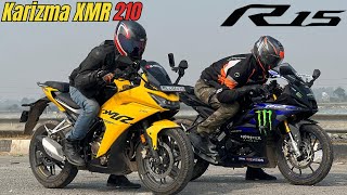 Karizma XMR 210 vs Yamaha R15 Drag Race [upl. by Beitnes]