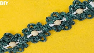 DIY Macrame Flower With Beads  Macrame Tutorial [upl. by Thorma]