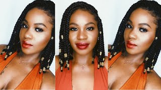 SHORT BOX BRAIDS  How To Do Short Box Braids On Short Natural Hair  Easy Hairstyle [upl. by Gurolinick]