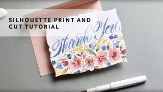 FREE Silhouette Print amp Cut Thank You Card TUTORIAL [upl. by Akehsat]