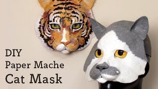 How to make a paper mache cat cartoon for kids crafts diy  สอนทําเปเปอร์มาเช่ แมว การ์ตูน ง่ายๆ [upl. by Murial950]