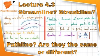 Fluid Mechanics 43  Streamline Streakline Pathline Equation of a Streamline [upl. by Armstrong943]