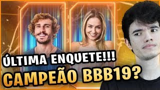 🔴BBB19 CAMPEÃO ÚLTIMA ENQUETE mostra quem será o VENCEDOR DO REALITY ALAN OU PAULA 1204 [upl. by Akitan]