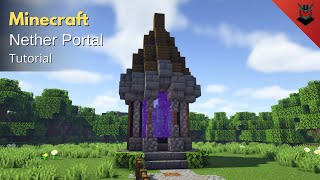 Minecraft How to Build a Medieval Nether Portal Design  Nether Portal DesignTutorial [upl. by Adnirolc]