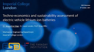 Technoeconomics and sustainability assessment of electric vehicle lithiumion batteries  J Edge [upl. by Jannery]