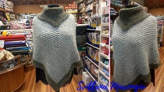 Tutorial Uncinetto Poncho semplice alluncinetto  ideale per i filati pelosi [upl. by Tiebold]