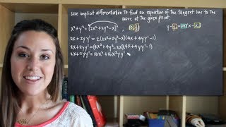 Use implicit differentiation to find the equation of the tangent line at a point KristaKingMath [upl. by Otilegna946]