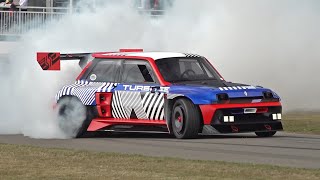 Renault R5 Turbo 3E  380HP Electric Hot Hatch  Burnouts Accelerations Overview [upl. by Lindahl]