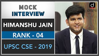 IAS Topper Himanshu Jain Rank 4 UPSC CSE 2019  Mock Interview [upl. by Geerts]