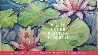 How to Paint a lilypad and waterlilies – Watercolor tutorial and Timelapse [upl. by Ainatnas]