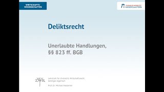 Zivilrecht 21 Deliktsrecht Unerlaubte Handlungen §§ 823 ff BGB [upl. by Amadeus]