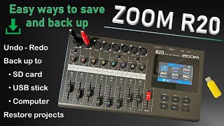 ZOOM R20  easy ways to back up and save your projects to SD cards and USB flash drives [upl. by Slaby]