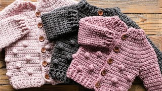 How to Crochet a Bobble Baby Sweater [upl. by Ydnab]