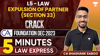 L5 Expulsion of Partner Section 33 One Shot  Everyday 5 Minutes Law Express  Shashank Saboo [upl. by Nednal]