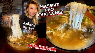 MASSIVE BOWL OF PHO EATING CHALLENGE in Michigan RainaisCrazy [upl. by Takeshi]