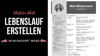 Professioneller Lebenslauf schreiben tabellarisch modern kreativ in Word  Tutorial [upl. by Margaretta]