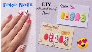 How To Make Fake Nails At Home From Paper  DIY Homemade Fake Nails without glue  Paper Crafts [upl. by Niamart]