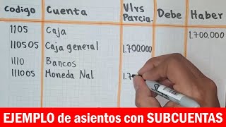 Como hacer asientos contables con SUBCUENTAS [upl. by Yessak]