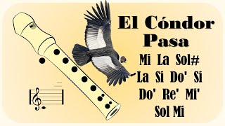 Como Tocar El CONDOR PASA 🎵 VERSIÓN FÁCIL para Flauta Dulce 🎶 Tutorial  Notas [upl. by Sergent]