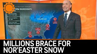 Millions Brace for Noreaster Snow  AccuWeather [upl. by Inaleon343]