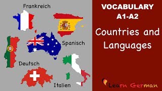 Learn German Vocabulary  Countries amp Languages in German Länder und Sprachen [upl. by Enyallij]