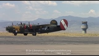 B24 Liberator warmup amp TakeOff [upl. by Pentheam359]