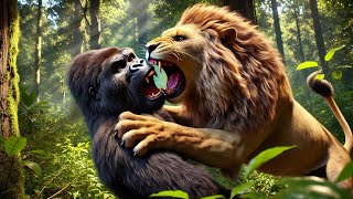 Gorilla vs Lion Part 9 gorilla lion lionfight animals kingkong motivation animation [upl. by Cid]