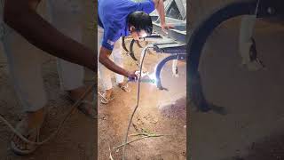 Technique of moving the Kyaari by using a tiller in the field welding work [upl. by Kali254]