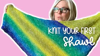 How to Knit a Triangle Shawl for Beginners  4 Easy Steps [upl. by Camilla397]