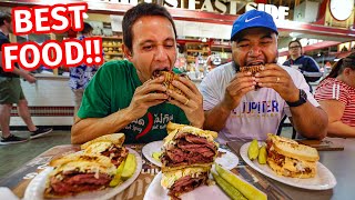 Reading Terminal Market FOOD TOUR  Huge PASTRAMI SANDWICH  Amish Breakfast in Philadelphia [upl. by Nunnery]