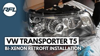 Volkswagen Transporter T5  Bixenon HID Projector Retrofit Headlight Upgrade tutorial DIY [upl. by Eiliak]