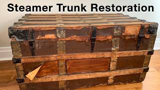 Vintage Steamer Trunk Restoration Project with Detailed HowTo Information by Fixing Furniture [upl. by Onailil10]