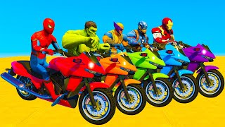 SPIDERMAN CARS Racing Mega MULTI Ramp Challenge  SUPERHEROES HULK Epic Stunt Race by GOKU  GTA 5 [upl. by Crawford]