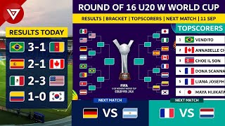 🔴 FIFA U20 Womens World Cup 2024 Round of 16 Results Bracket Topscorers as of 11 Sep [upl. by Ynaiffit]