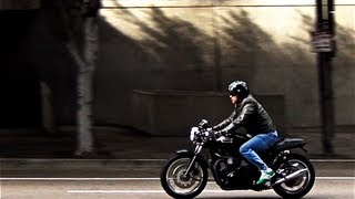 Triumph Thruxton Cafe Racer Downtown LA [upl. by Adleremse]