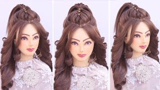 Stylish best ponytail l wedding hairstyles kashees l curly bridal hairstyles l engagement look [upl. by Yseulta374]