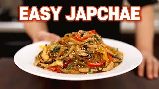 15 Minute Easy Japchae Recipe Korean Glass Noodles l Better Than Restaurants [upl. by Aimat]