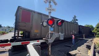 Northbound BNSF Coal Train departs the Steilacoom Ferry Terminal Railroad Crossing [upl. by Rodmun]