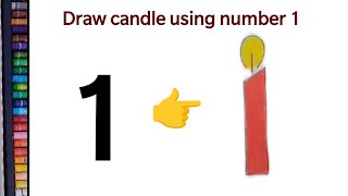 How to Draw a Candle Using Number 1  Easy Drawing for Kids [upl. by Vaclava]