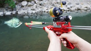 Fishing with mechanical slingshot rifle and darts [upl. by Rodmann559]