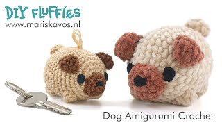 How to crochet a Dog Amigurumi toy keychain for beginners  English [upl. by Berta]