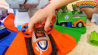 Genevieve Opens Paw Patrol Mini Boos Surprise Toys [upl. by Kealey347]