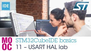 STM32CubeIDE basics  11 USART HAL lab [upl. by Esmerolda]