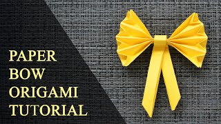 Paper BOW WITH RIBBON  Origami Decoration  Tutorial DIY by ColorMania [upl. by Eiroc]