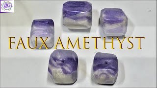 FAUX AMETHYST Gemstone  POLYMER CLAY TUTORIAL  Imitation Technique [upl. by Duster]