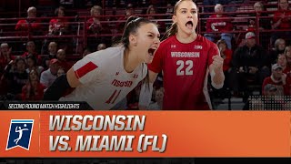 Wisconsin vs Miami FL 2023 NCAA volleyball second round highlights [upl. by Etnovad]