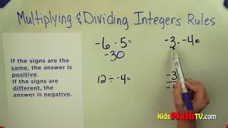 Multiplying and dividing integers 7th grade lesson [upl. by Marzi]