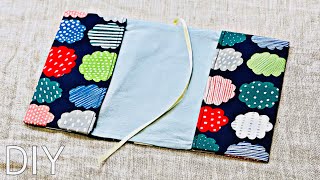 簡単 ブックカバーの作り方 お気に入りの布で作ると読書時間がもっと楽しく！Fabric book cover tutorial ※文庫本サイズですがお好みのサイズで作れます [upl. by Ainad636]