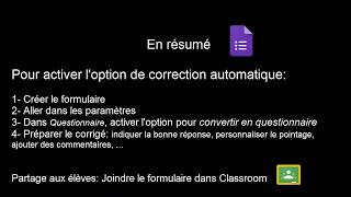 Google Formulaire comment activer la correction automatique [upl. by Glialentn]